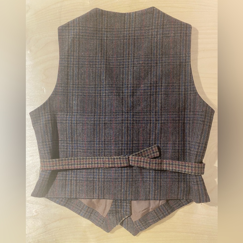 International Scene Wool Plaid Patchwork Vest Mad… - image 8